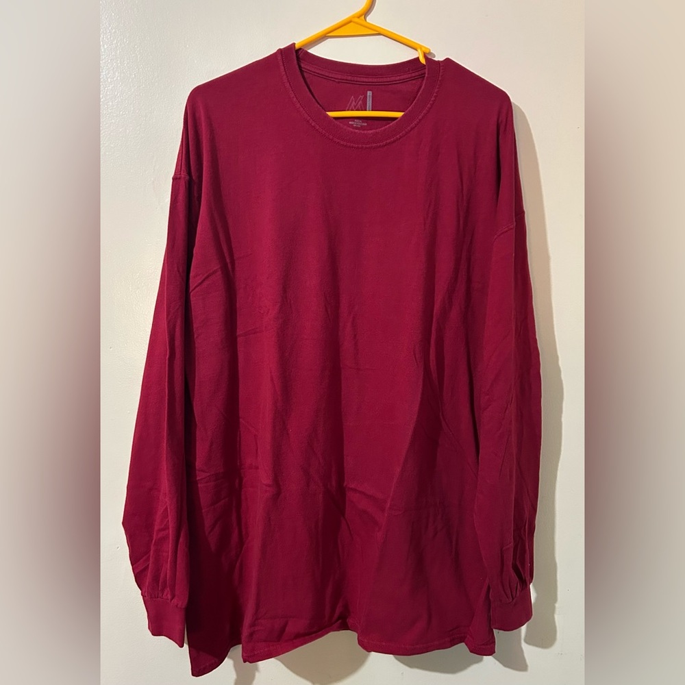 Member’s Mark Men’s Shirt Size XL‎ Red Maroon Long Sleeve Tee Solid Casual Work